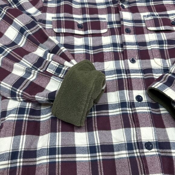 LL Bean Flannel Shirt Mens Large Traditional Fit Plaid Fleece Lined Shaket - Picture 3 of 10